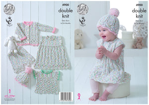 King Cole Double Knitting Pattern - Picot Edge Lace Baby Set (4900)
