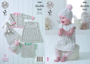 King Cole Double Knitting Pattern - Picot Edge Lace Baby Set (4900)