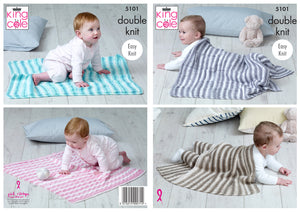 King Cole Double Knitting Pattern - Baby Blankets (5101)