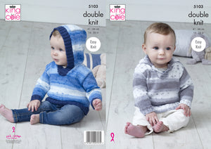King Cole Double Knitting Pattern - Baby Sweaters (5103)