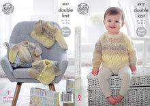 Load image into Gallery viewer, King Cole Double Knitting Pattern - Baby Cardigans &amp; Sweater (4917)