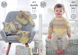 King Cole Double Knitting Pattern - Baby Cardigans & Sweater (4917)