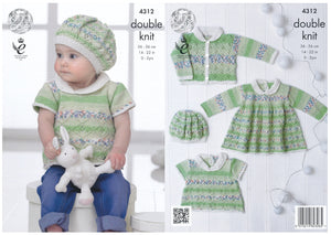 King Cole Double Knitting Pattern - Lace Effect Baby Set (4312)