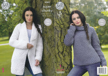 Load image into Gallery viewer, King Cole Super Chunky Knitting Pattern - Ladies Jacket &amp; Sweater (4363)