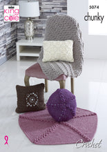 Load image into Gallery viewer, King Cole Chunky Crochet Pattern - Cushions &amp; Throws (5074)