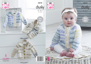 King Cole Chunky Knitting Pattern - Baby Cardigans & Waistcoat (5212)