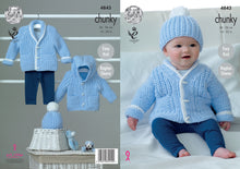 Load image into Gallery viewer, https://images.esellerpro.com/2278/I/142/470/king-cole-chunky-knitting-pattern-baby-jackets-hat-4843.jpg
