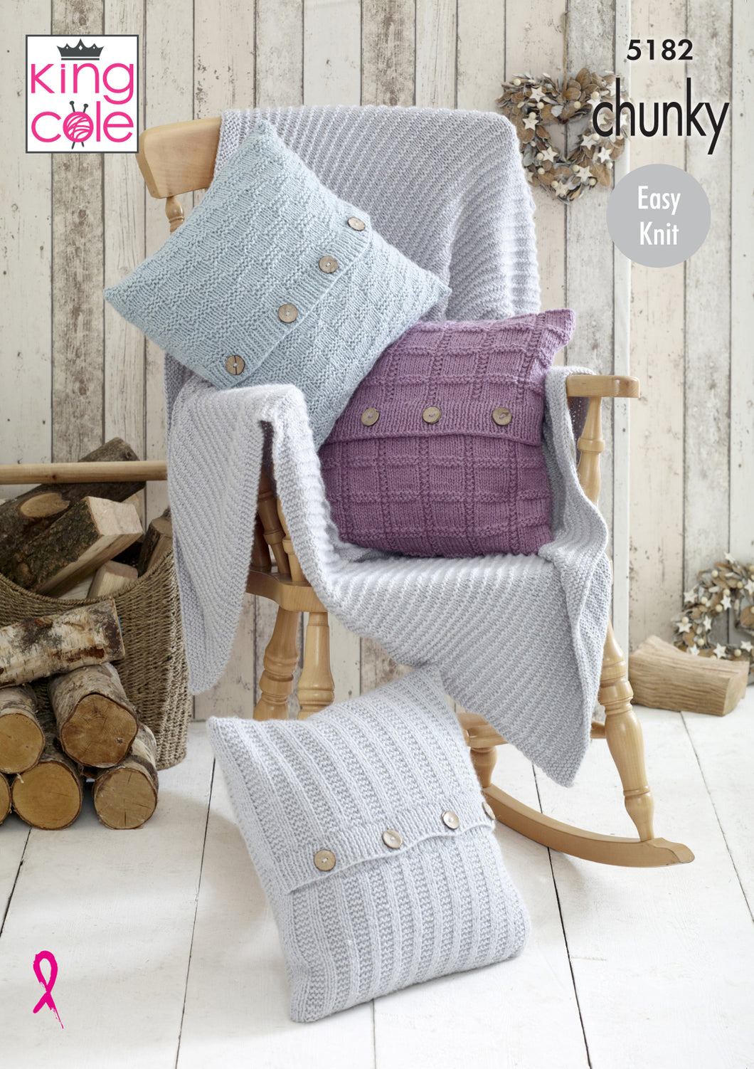 King Cole Chunky Knitting Pattern - Blanket & Cushions (5182)