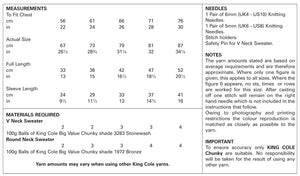 King Cole Chunky Knitting Pattern - Boys Sweaters (5324)