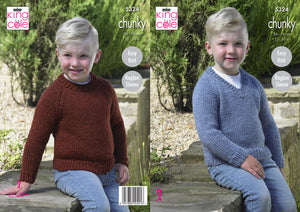 King Cole Chunky Knitting Pattern - Boys Sweaters (5324)