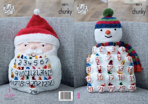King Cole Chunky Knitting Pattern - Advent Calendar Cushions (4871)