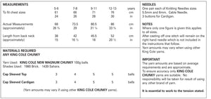 King Cole Chunky Knitting Pattern - Girls Cap Sleeved Top & Cardigan (4720)