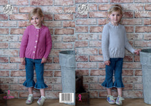 Load image into Gallery viewer, King Cole Chunky Knitting Pattern - Girls Cabled Sweater &amp; Cardigan (4969)