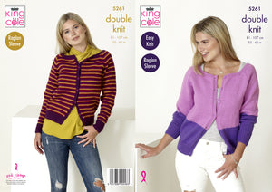 King Cole Double Knitting Pattern - Ladies Cardigans (5261)