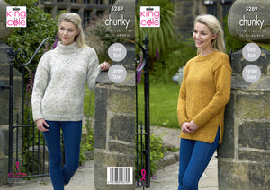 King Cole Chunky Knitting Pattern - Ladies Sweaters (5289)