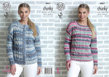 Load image into Gallery viewer, https://images.esellerpro.com/2278/I/139/829/king-cole-chunky-knitting-pattern-ladies-womens-cable-knit-cardigan-sweater-4851.jpg