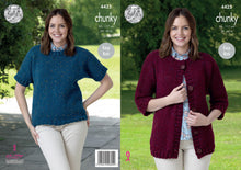 Load image into Gallery viewer, King Cole Chunky Knitting Pattern - Ladies Dolman Jacket &amp; Top (4425)