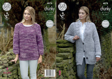 Load image into Gallery viewer, King Cole Chunky Knitting Pattern - Ladies Jacket &amp; Sweater (4878)