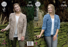 Load image into Gallery viewer, https://images.esellerpro.com/2278/I/142/329/king-cole-chunky-knitting-pattern-ladies-womens-jackets-4880.jpg