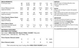 King Cole Chunky Knitting Pattern - Ladies Ribbed Jackets (4883)