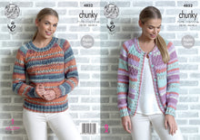 Load image into Gallery viewer, https://images.esellerpro.com/2278/I/139/832/king-cole-chunky-knitting-pattern-ladies-womens-raglan-sleeve-lace-cardigan-sweater-4852.jpg