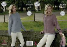 Load image into Gallery viewer, King Cole Double Knitting Pattern - Ladies High or Boat Neck Sweater (4749)