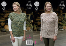 Load image into Gallery viewer, https://images.esellerpro.com/2278/I/142/326/king-cole-chunky-knitting-pattern-ladies-womens-sweater-top-4879.jpg