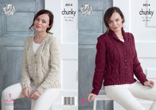 Load image into Gallery viewer, King Cole Chunky Knitting Pattern - Ladies Cabled Cardigans (5014)