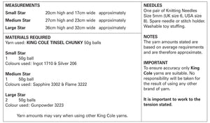 King Cole Tinsel Chunky Knitting Pattern - Stars (9106)
