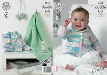 Load image into Gallery viewer, King Cole Double Knit Crochet Pattern - Baby Coat &amp; Blanket (4418)
