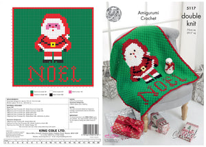 King Cole Christmas Crochet Pattern - Blanket & Toy (5117)