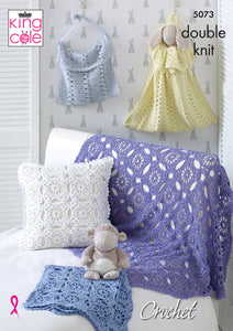 King Cole DK Crochet Pattern - Baby Blankets & Accessories (5073)