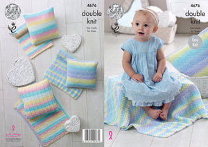 King Cole Double Knitting Pattern - Blankets & Cushions (4676)