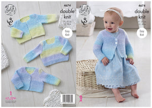 King Cole Double Knitting Pattern - Baby Sweater & Cardigans (4674)