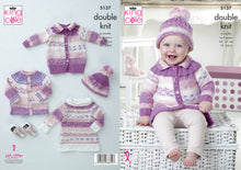 Load image into Gallery viewer, King Cole Double Knitting Pattern - Baby Cardigan Coat Tunic &amp; Hat (5137)
