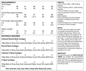 King Cole Double Knitting Pattern - Baby Cardigans (5453)