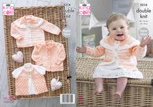 Load image into Gallery viewer, King Cole Double Knitting Pattern - Baby Cardigans &amp; Matinee Jacket (5216)