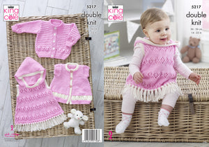 King Cole Double Knitting Pattern - Baby Cardigans & Top (5217)