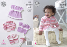 Load image into Gallery viewer, King Cole Double Knitting Pattern - Baby Frilly Dress &amp; Cardigans (5085)