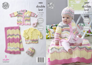 King Cole Double Knitting Pattern - Simple Lace Baby Set (5083)