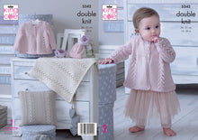 Load image into Gallery viewer, https://images.esellerpro.com/2278/I/170/575/king-cole-double-knit-knitting-pattern-baby-matinee-jacket-hat-blanket-cushion-5342.jpg