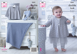 King Cole Double Knitting Pattern - Baby Matinee Jacket & Accessories (5341)