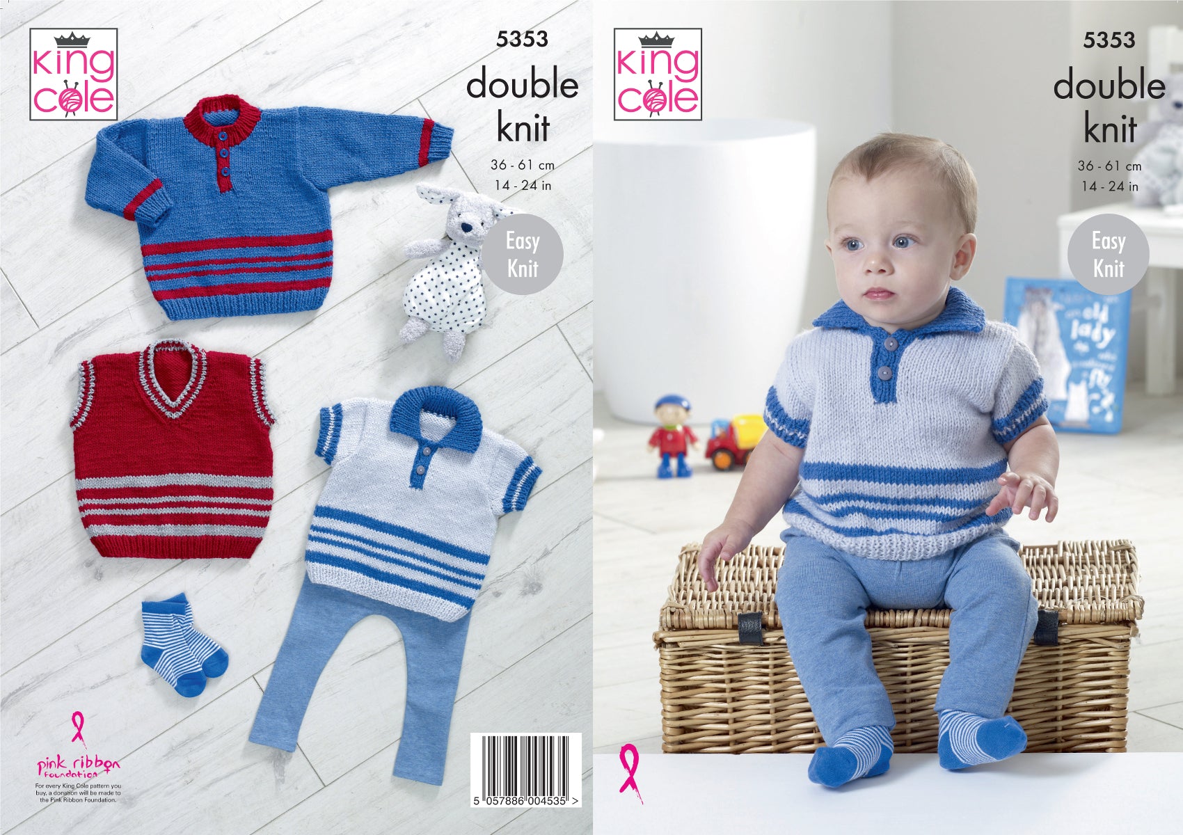 King Cole Double Knitting Pattern Baby Sweater Polo Shirt