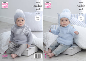 King Cole Double Knitting Pattern - Baby Sweaters & Hats (5255)