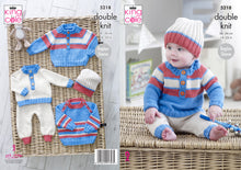 Load image into Gallery viewer, King Cole Double Knitting Pattern - Baby Sweaters Pants &amp; Hat (5218)