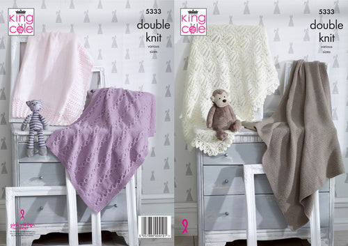 King Cole Double Knitting Pattern - Blankets (5333)