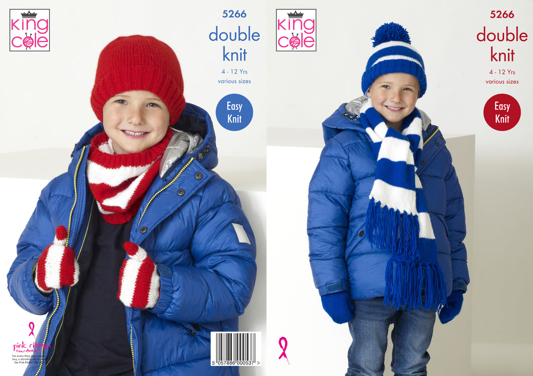 King Cole Double Knitting Pattern - Boys Accessories (5266)