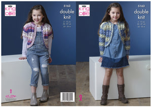 King Cole Double Knitting Pattern - Girls Cardigans (5163)