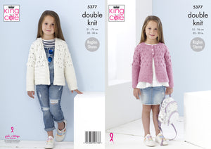 King Cole Double Knitting Pattern - Girls Cardigans (5377)