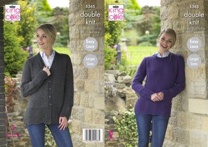 King Cole Double Knitting Pattern - Ladies Cardigan & Sweater (5365)